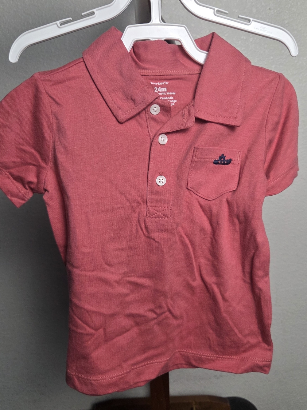 Carter's Toddler Polo Shirt - Coral Red - 24M - Picture 1 of 2